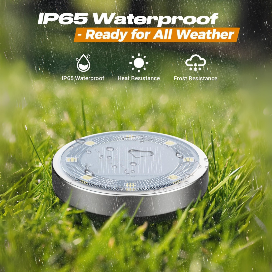 SunGlow 8-LED Solar Disk Lights - 6 Pack | Garden & Patio Lights