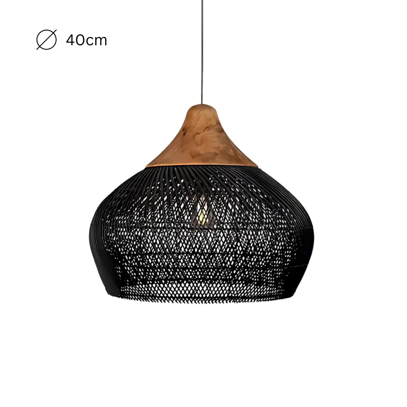 Solari Japandi Boho Style Pendant Light | Rattan and Wood