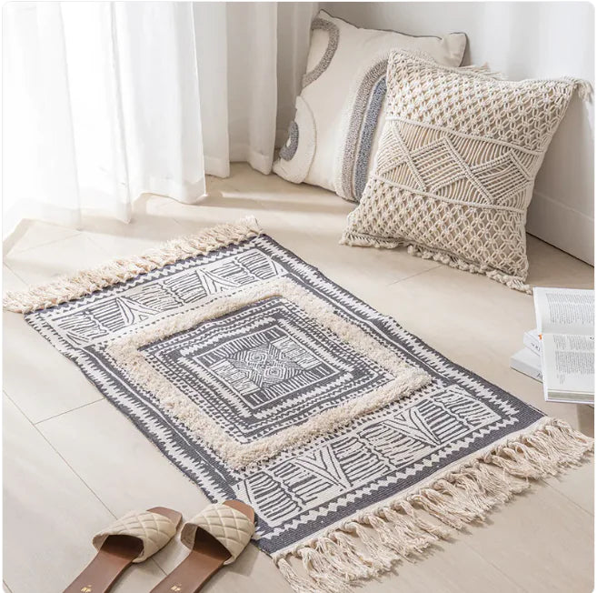Rabat Boho Style Tassel Rug | Accent Rug for Bedroom, Living Room or Bathroom
