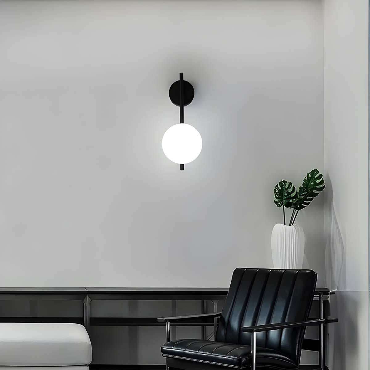 NOVA Elegant Wall-Mounted LED Lamp with Iron and Glass Globe Design