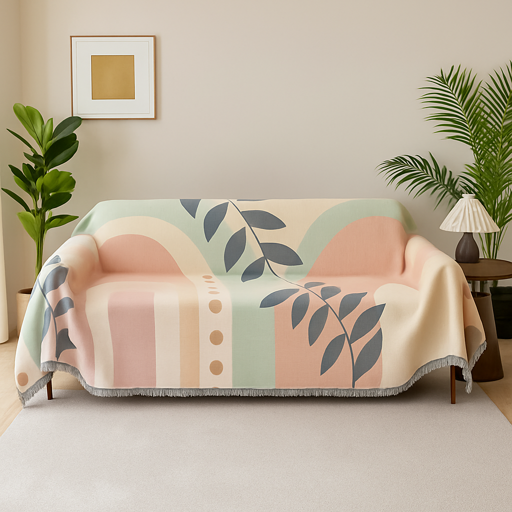 LeafLoom Multicolour Pastel Sofa Cover | Couch Protector for Pets and Everyday Living