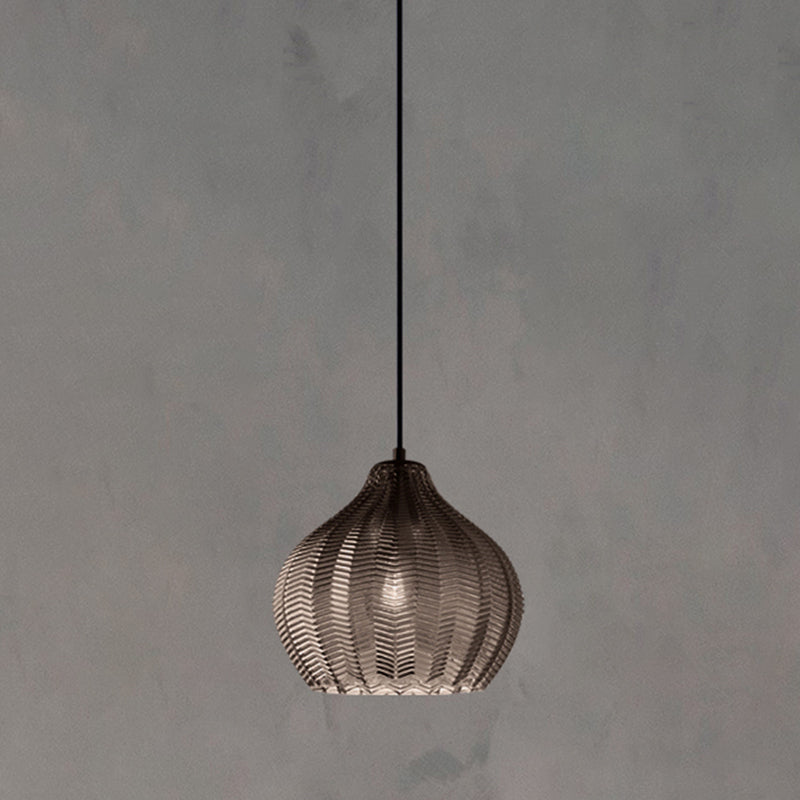 Luna Glass Pendant Light with Wavy Shade in Cognac and Smoke Grey for Modern Kitchens 13