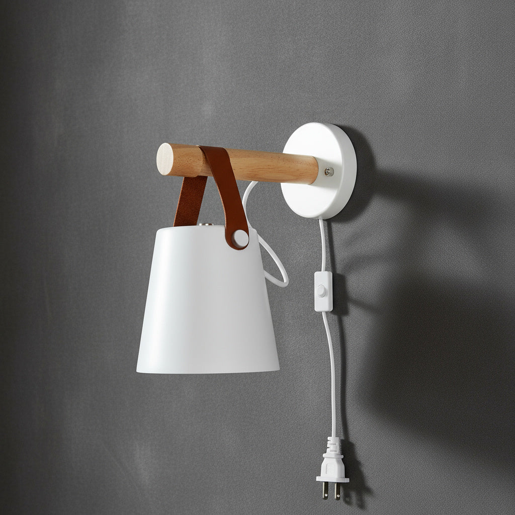 Marit Wall Light Sconce in Black or White Finish, Nordic Wooden Design for Soft Ambient Light 11