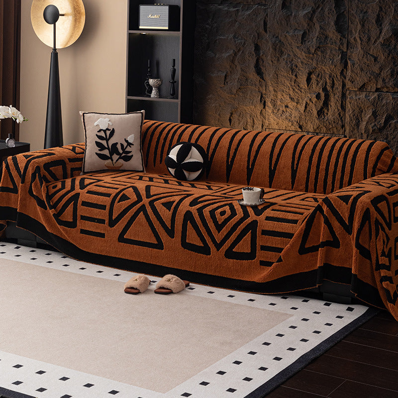 TRIBO Boho Style Plush Sofa Cover | Easy Clean Couch Protection