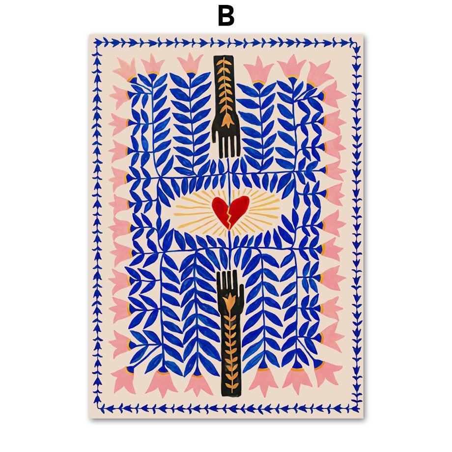 Tropica Folk Art Prints | Modern Botanical Wall Art on Canvas