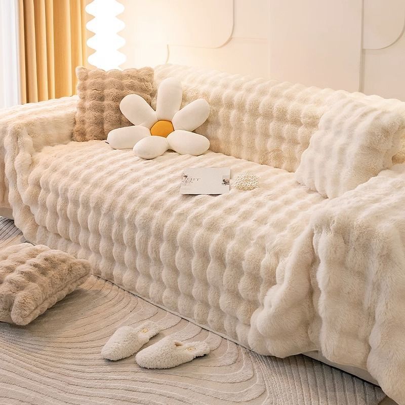 ScandiSnug Faux Rabbit Fur Sofa Cover | Hygge Scandi Blanket for Small to Large Sofas