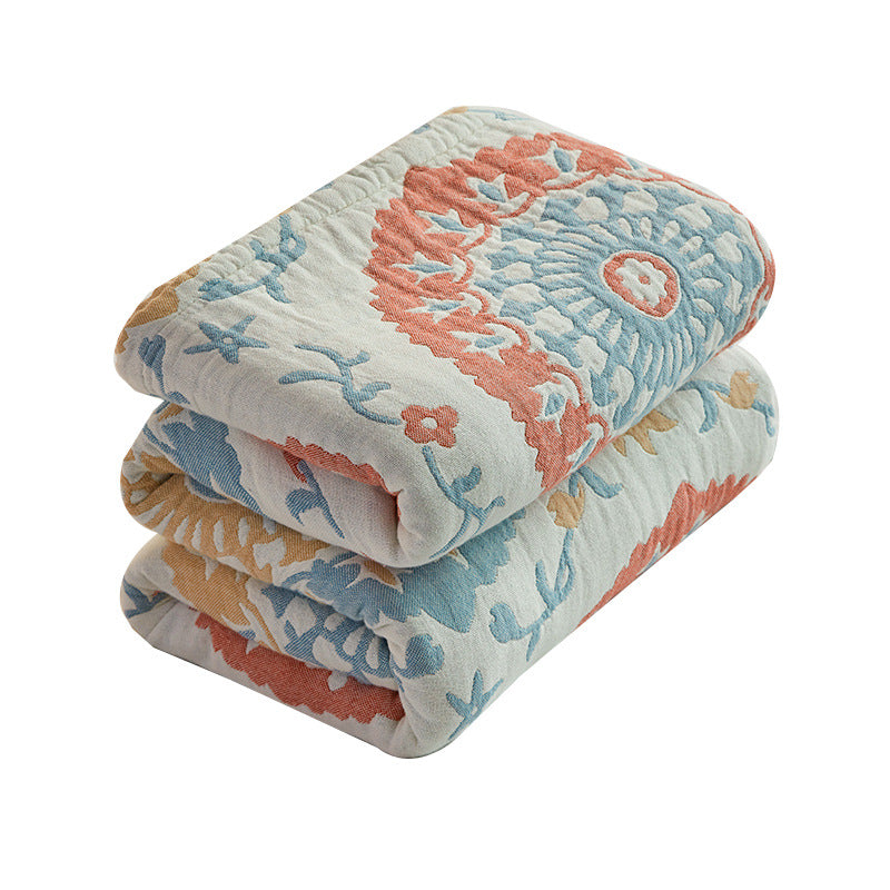 Aurelia Quilted Cotton Bed Throw | Reversible Blanket for Autumn, Spring and Summer