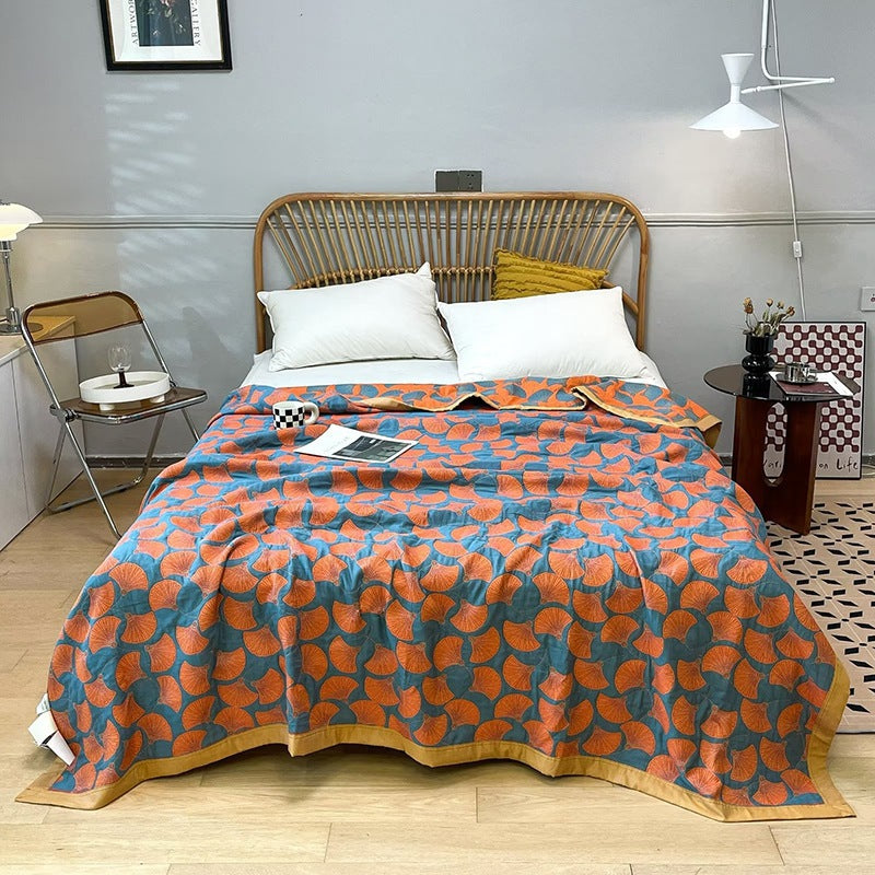 Ginkgo Haven Quilted Cotton Bedspread | Lightweight and Cosy Blanket