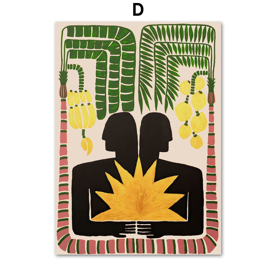 Tropica Folk Art Prints | Modern Botanical Wall Art on Canvas