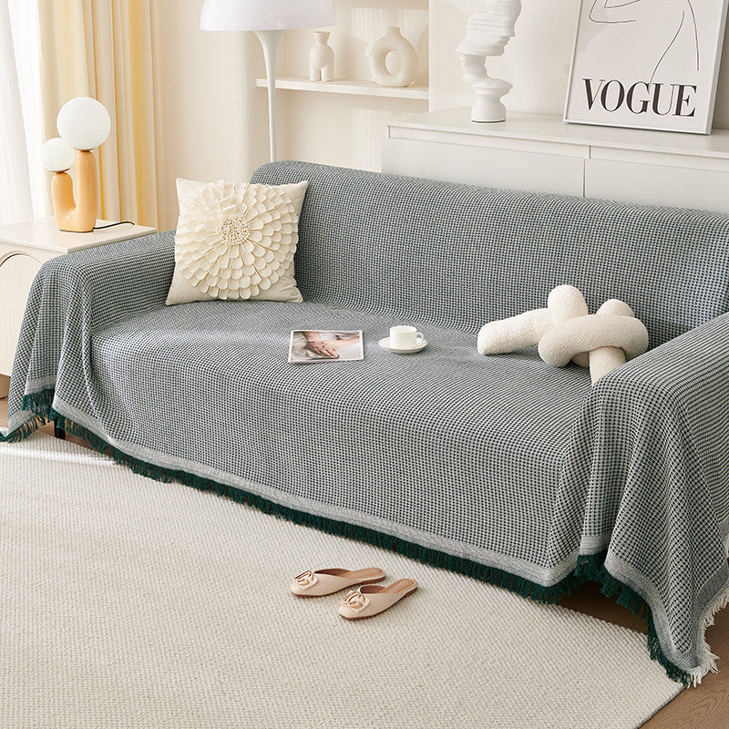 Kalmea Japandi Sofa Cover | Machine Washable Couch Protector with Tassel Edge