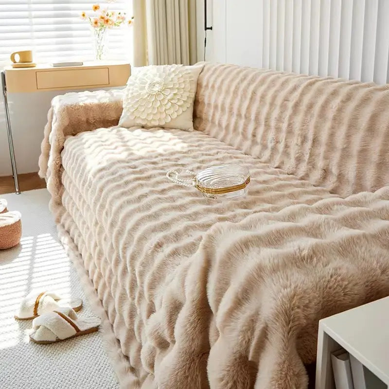 ScandiSnug Faux Rabbit Fur Sofa Cover | Hygge Scandi Blanket for Small to Large Sofas