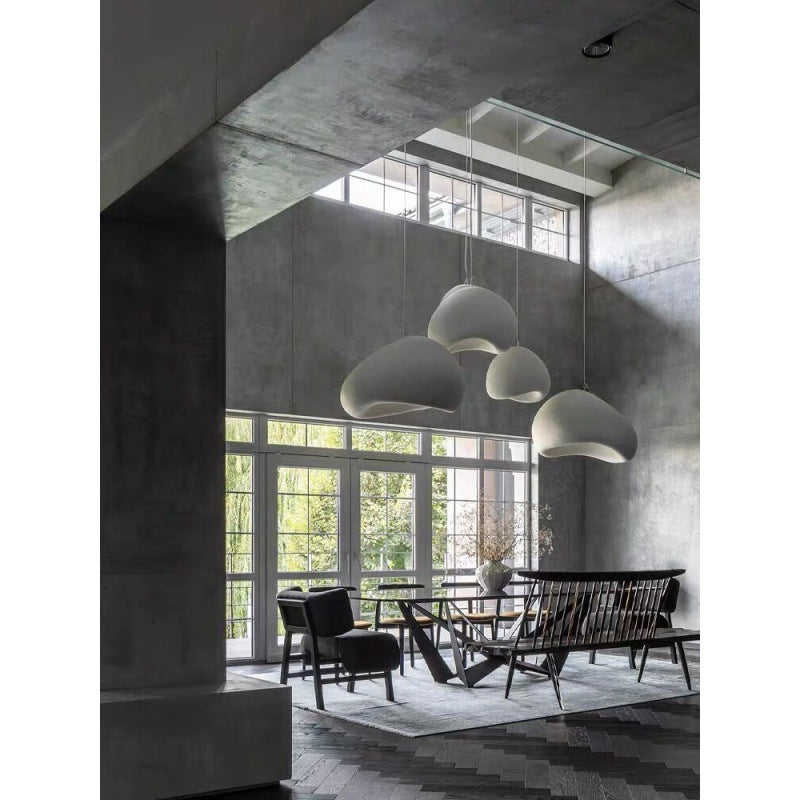 Kumo Pendant Light | Minimalist Sculptural Ceiling Lamp in White or Pebble Gray
