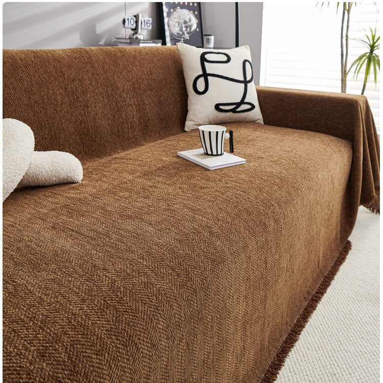 Hemingway Durable Pet-Friendly Herringbone Sofa Cover |Soft Fabric Sofa Protector | Machine Washable