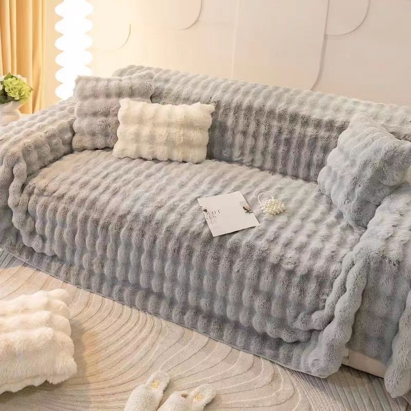 ScandiSnug Faux Rabbit Fur Sofa Cover | Hygge Scandi Blanket for Small to Large Sofas
