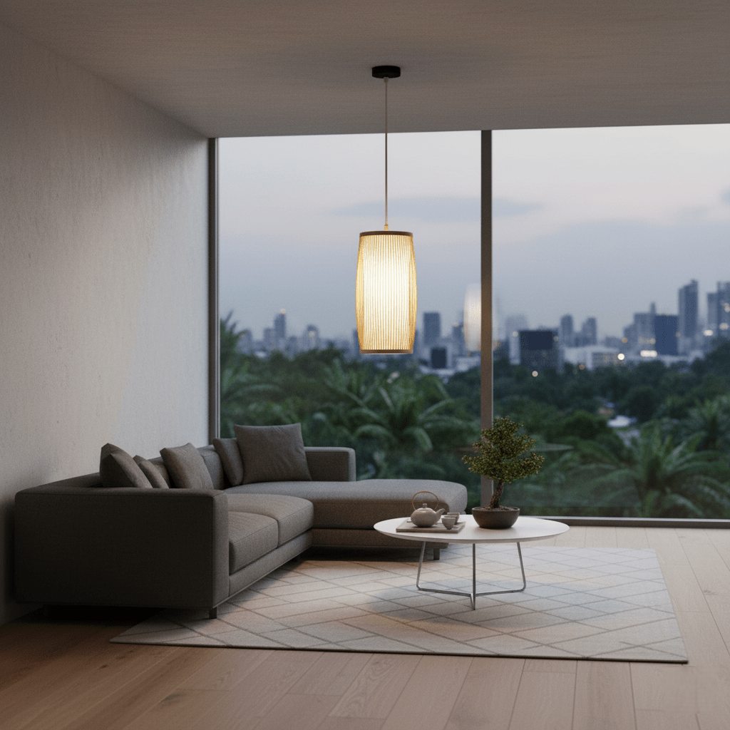 OXYN Bamboo Room Hanging Lamp | Modern Rustic Ceiling Lamp