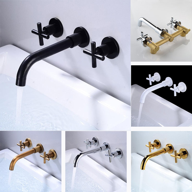 Tegan Wall Mounted Bathroom Taps in Elegant Finishes with Dual Handles for Modern Decor 8