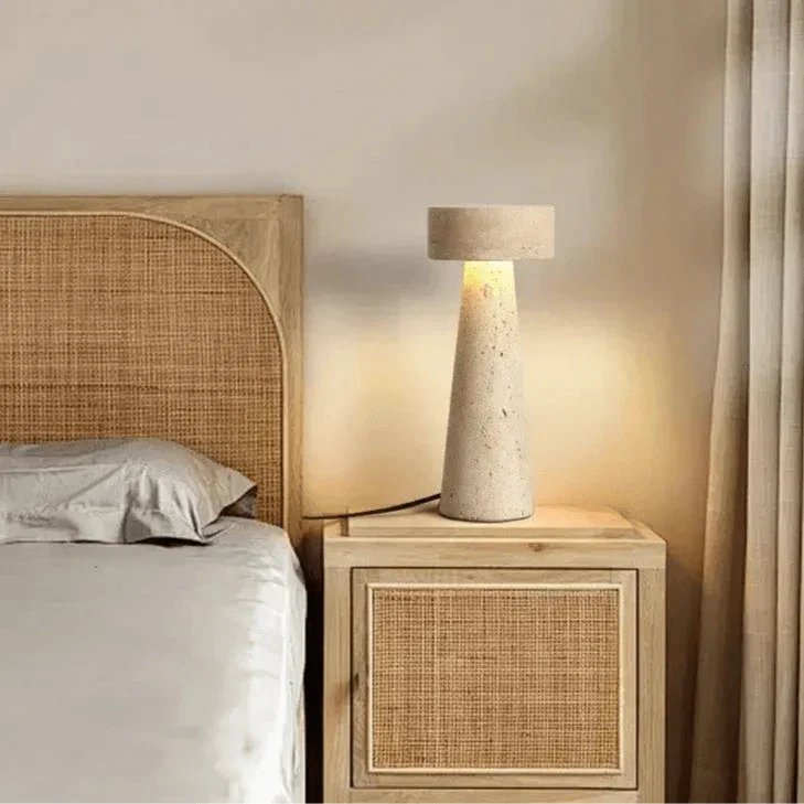 TravertineGlow | Elegant Natural Stone Bedside Table Lamp with LED 6
