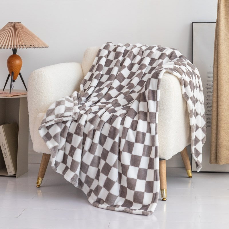 VELO Checkered Flannel Blanket | Soft Lightweight Throw or Nap Blamket