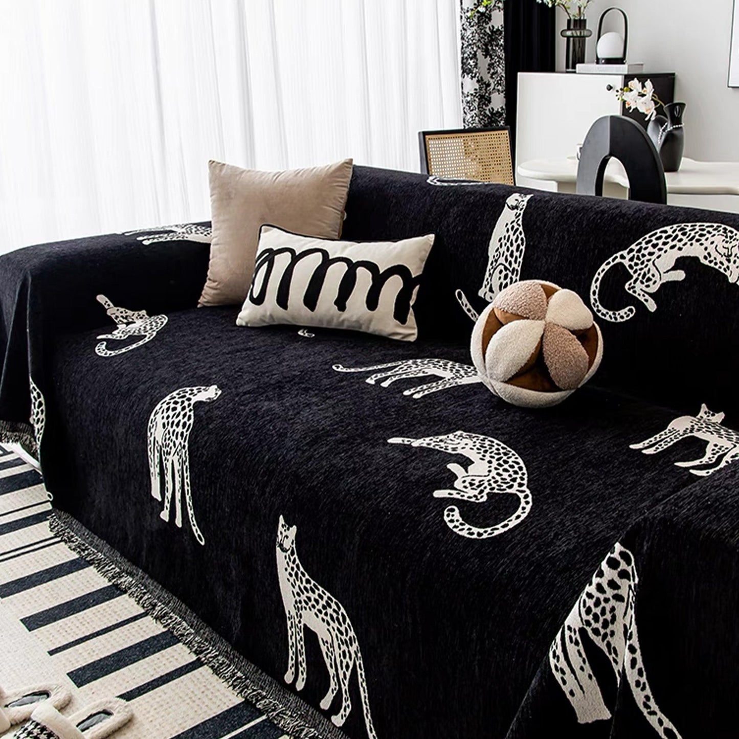 Wild Elegance Leopard Print Sofa Cover | Soft Durable Fabric Slipcover | Machine Washable