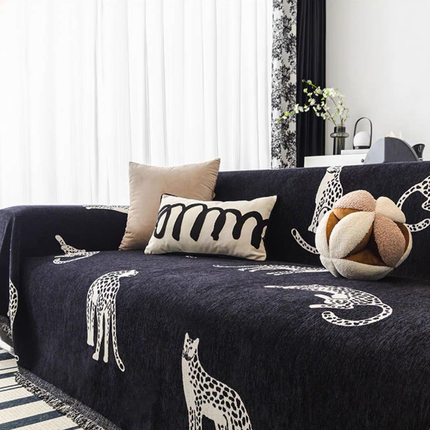 Wild Elegance Leopard Print Sofa Cover | Soft Durable Fabric Slipcover | Machine Washable