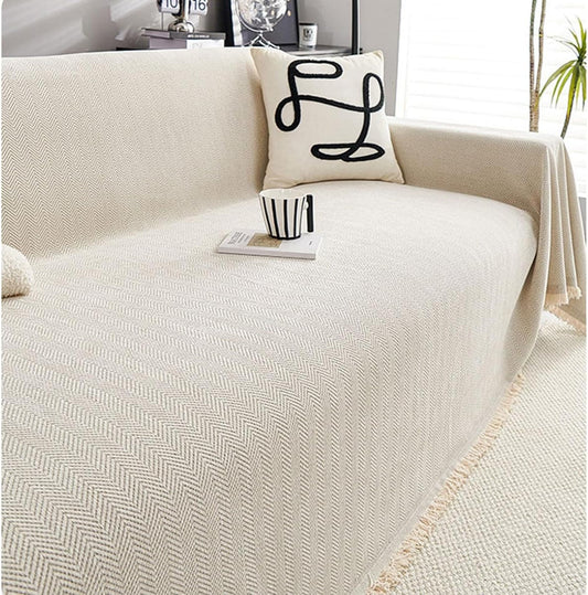 Hemingway Durable Pet-Friendly Herringbone Sofa Cover |Soft Fabric Sofa Protector | Machine Washable