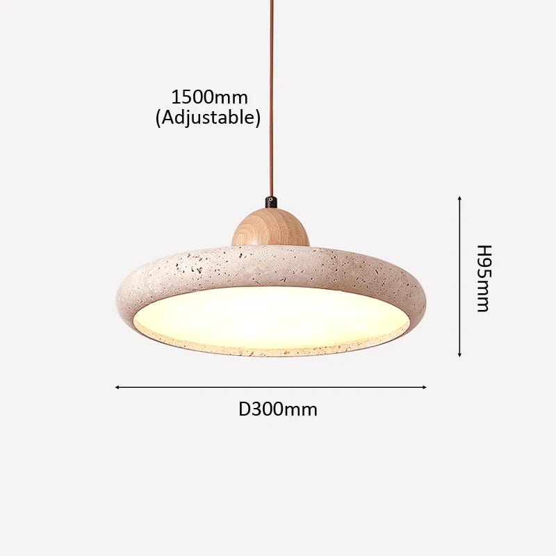 ArcaLux Travertine Pendant Lamp | Hand-Sculpted Round Stone Ceiling Light (30cm) - Styyler