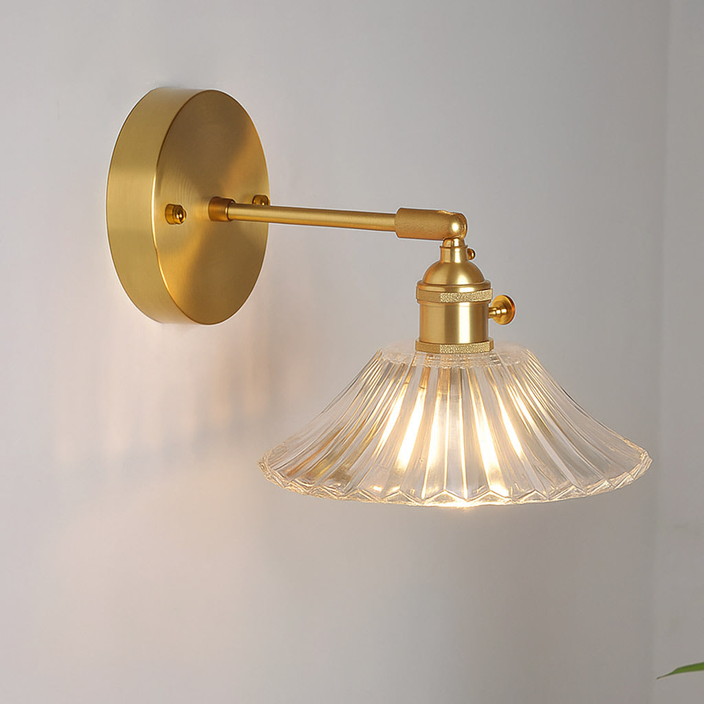 Velora Retro Brass & Glass Wall Light | Vintage Adjustable Sconce Lamp