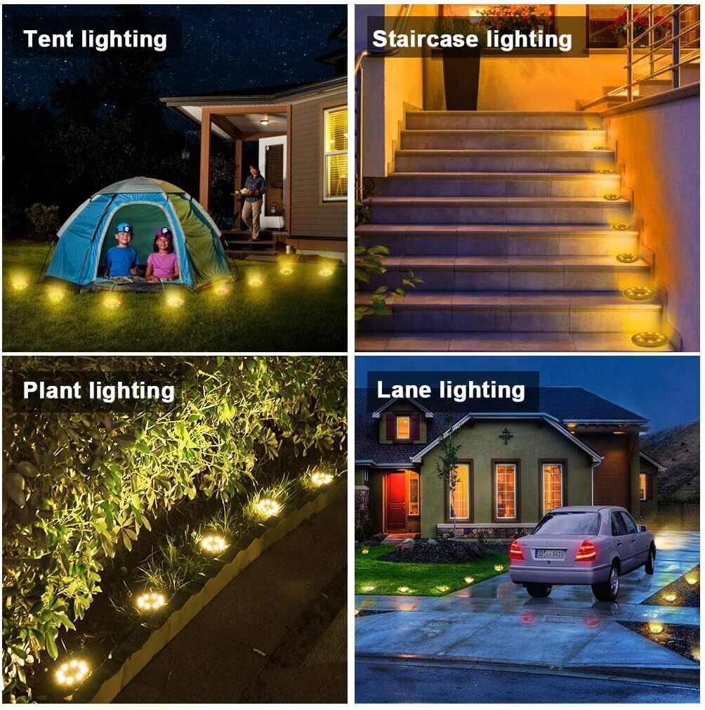 SunGlow 8-LED Solar Disk Lights - 6 Pack | Garden & Patio Lights