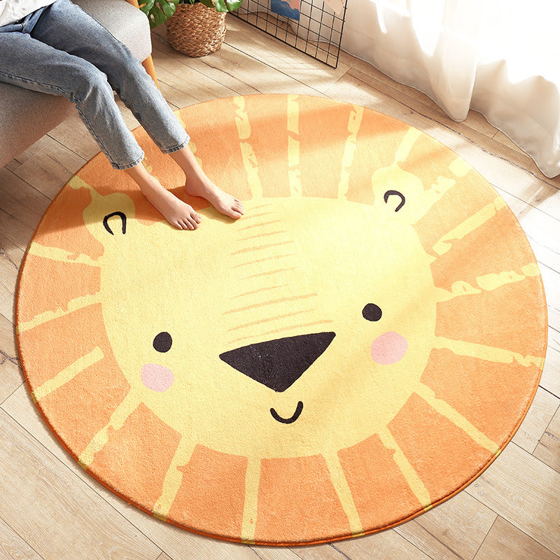 Gentle Lion Rug | Machine Washable | Round Childrens Mat