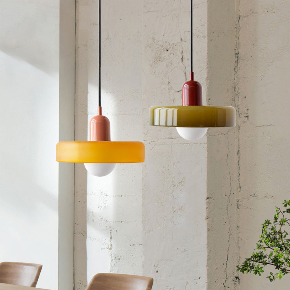 Bauhaus Glass Pendant Light – Adjustable Stained Glass Kitchen Hanging Lights for Modern Home Décor-2