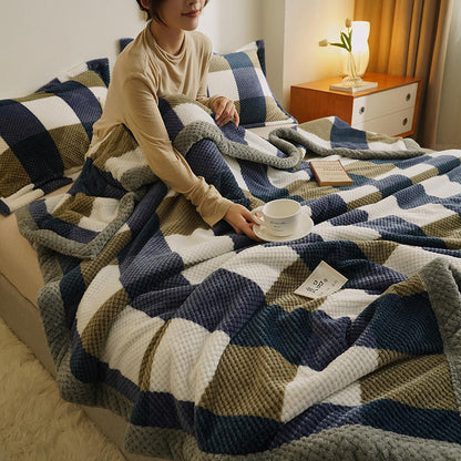 Suki Striped and Checkered Throw Blankets | Cozy Japanese Flannel Comfort for All Seasons - Styyler