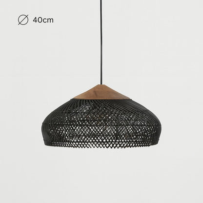 Solari Japandi Boho Style Pendant Light | Rattan and Wood