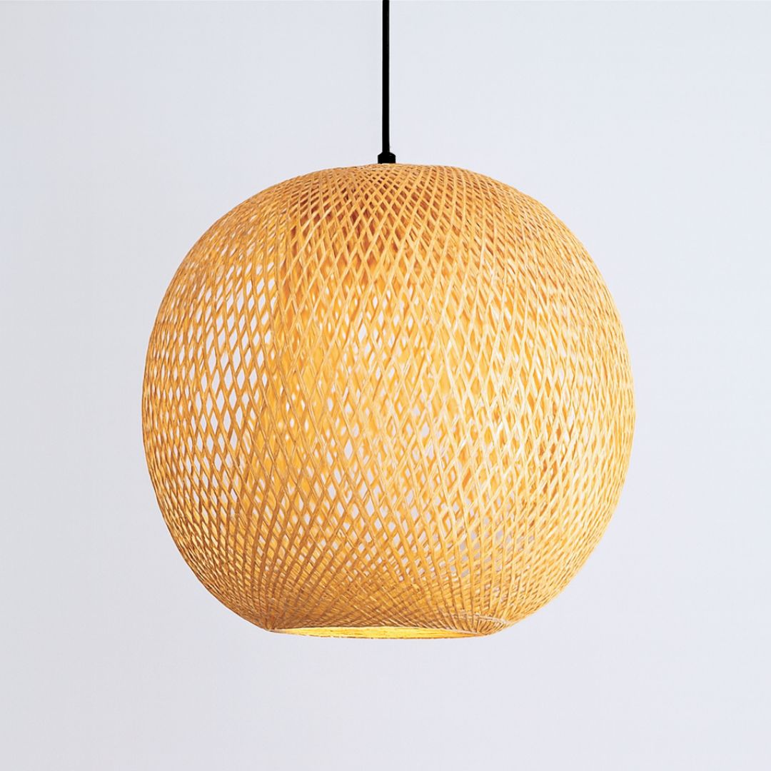 Kairo Bamboo Rattan Pendant Lamp | Handwoven Japanese-Style Spherical Ceiling Light - Styyler