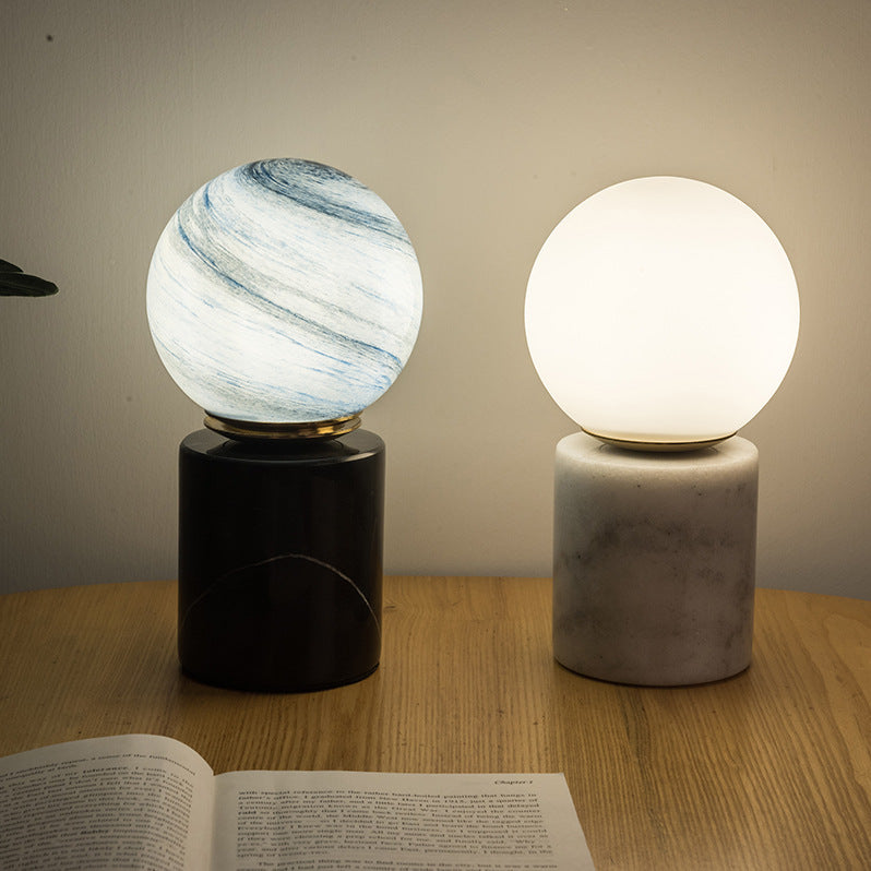 Pedra - Elegant Stone Base and Glass Globe Table Lamp - Styyler