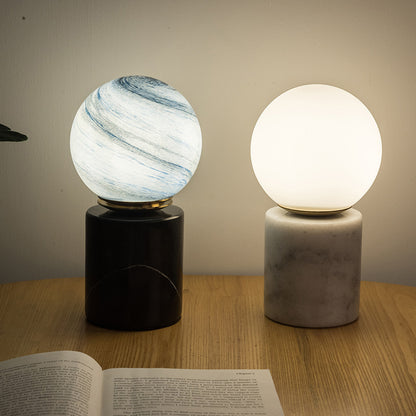 Pedra - Elegant Stone Base and Glass Globe Table Lamp - Styyler
