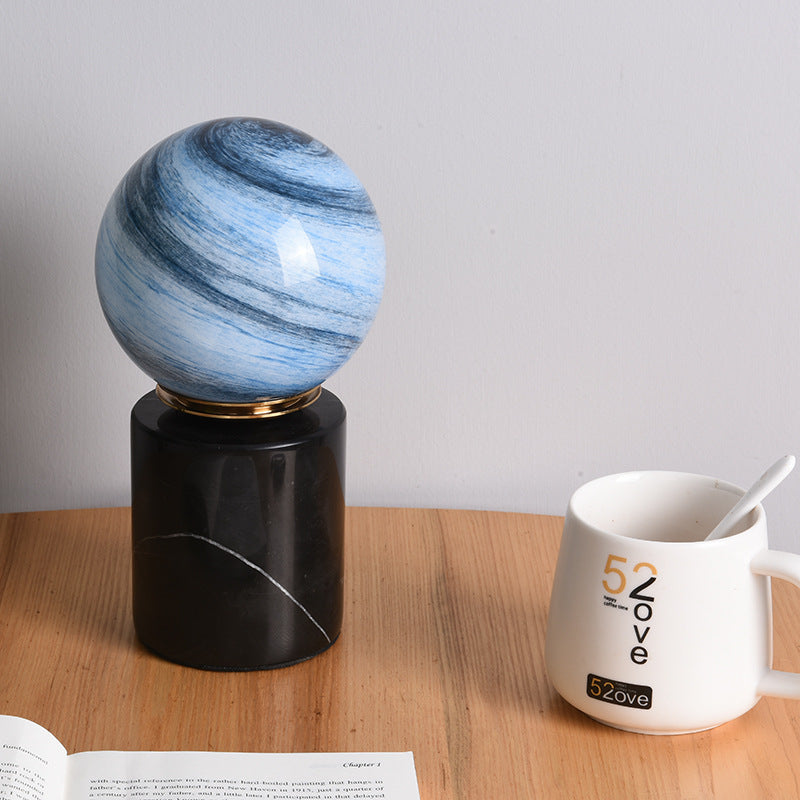 Pedra - Elegant Stone Base and Glass Globe Table Lamp - Styyler