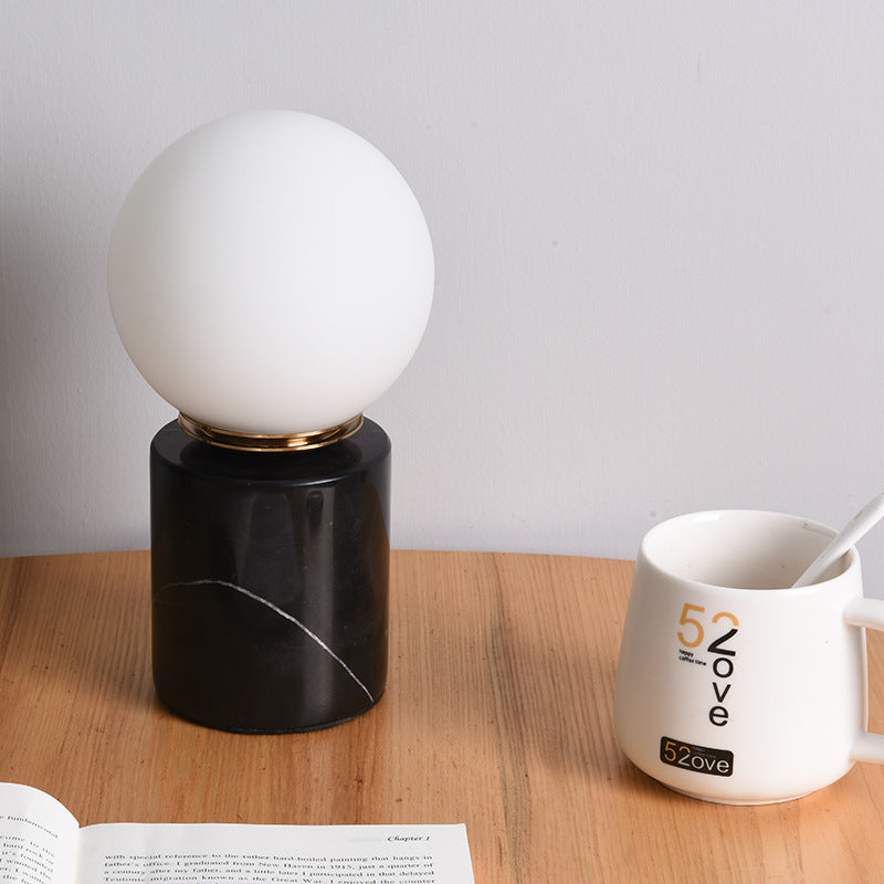 Pedra - Elegant Stone Base and Glass Globe Table Lamp - Styyler