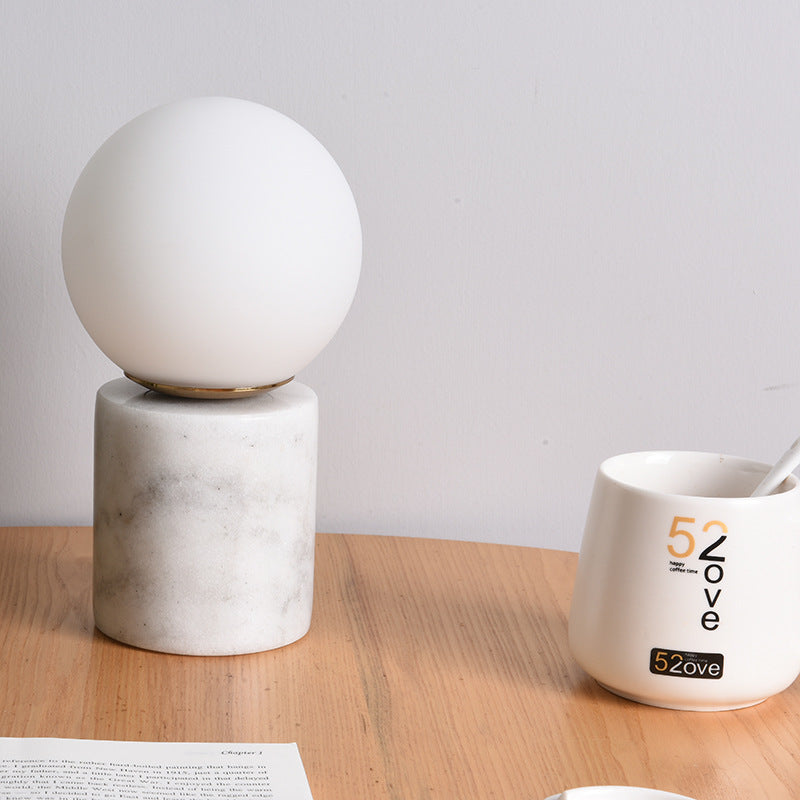 Pedra - Elegant Stone Base and Glass Globe Table Lamp - Styyler