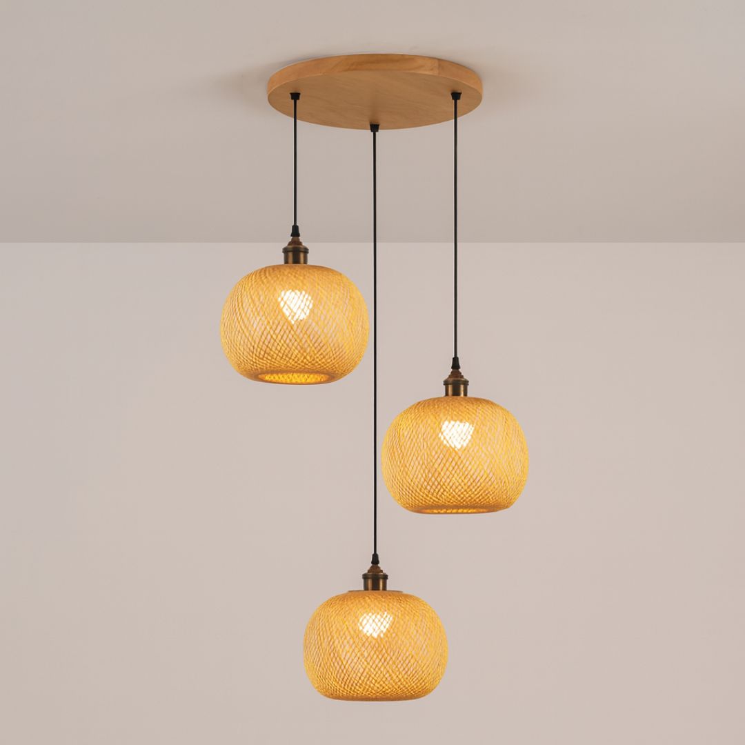 Kairo Bamboo Rattan Pendant Lamp | Handwoven Japanese-Style Spherical Ceiling Light - Styyler