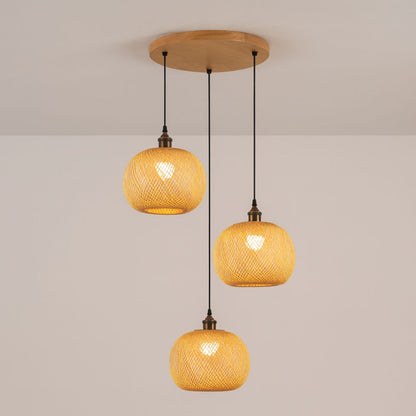 Kairo Bamboo Rattan Pendant Lamp | Handwoven Japanese-Style Spherical Ceiling Light - Styyler