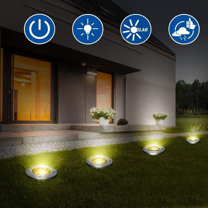 SunGlow 8-LED Solar Disk Lights - 6 Pack | Garden & Patio Lights