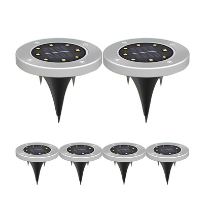 SunGlow 8-LED Solar Disk Lights - 6 Pack | Garden & Patio Lights