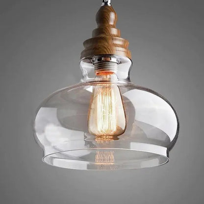 Lunari Nordic Glass & Wood Pendant Light | Designer Hanging Lamp