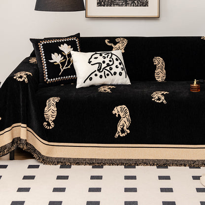ORYN Chenille Sofa Cover | Tiger & Leopard Pattern Couch Protector