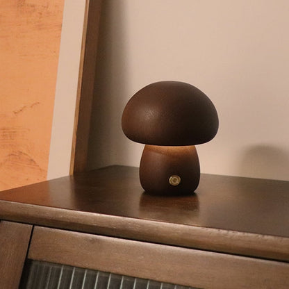 Myka Wooden Mushroom Table Lamp - Touch-Sensitive