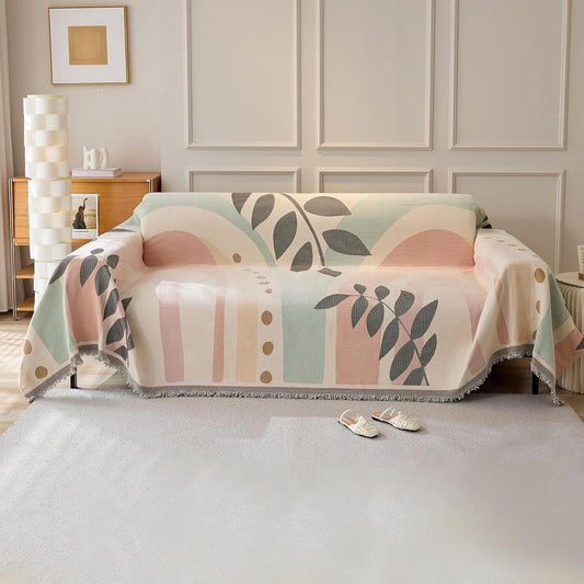 LeafLoom Multicolour Pastel Sofa Cover | Couch Protector for Pets and Everyday Living