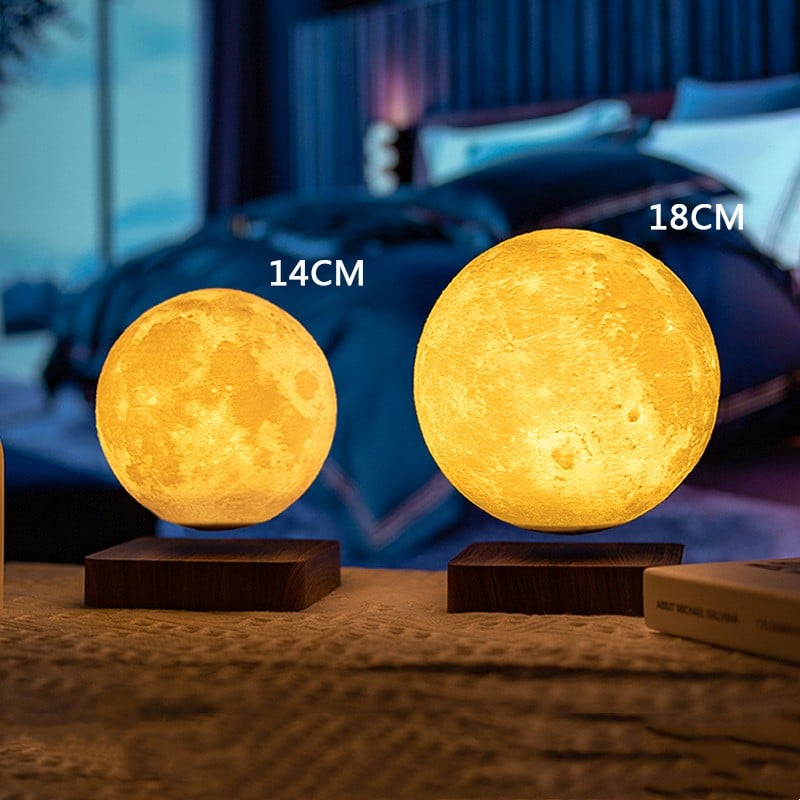 Galaxy Floating Moon Lamp with Adjustable LED Light and Faux Wood Base