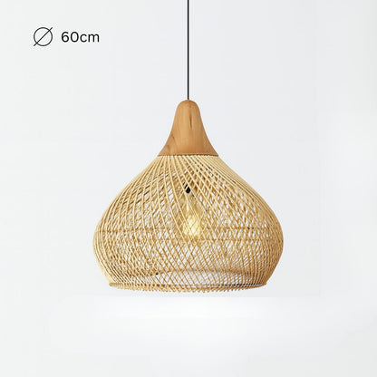 Solari Japandi Boho Style Pendant Light | Rattan and Wood