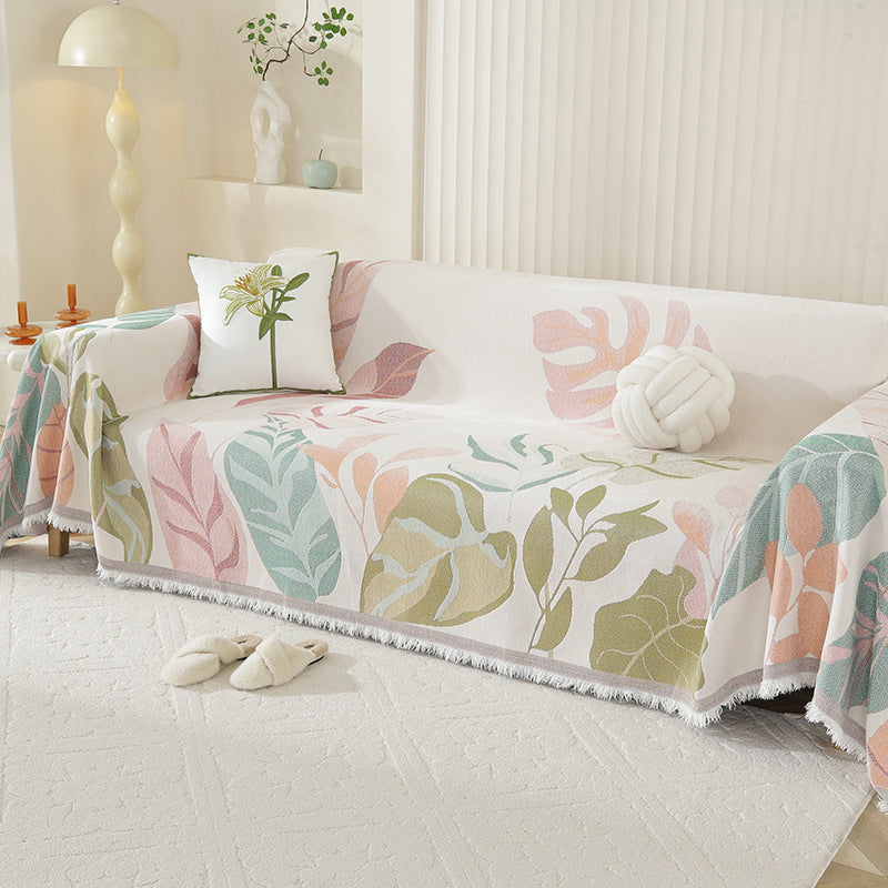 KEW Pastel Leaf Botanical Sofa Cover | Machine Washable Sofa Protection - Styyler