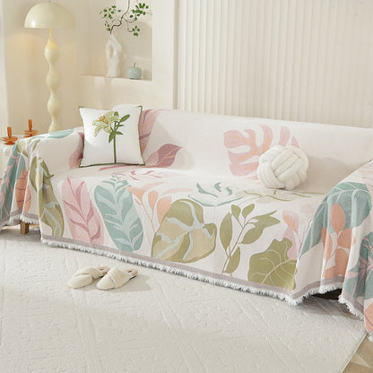 KEW Pastel Leaf Botanical Sofa Cover | Machine Washable Sofa Protection - Styyler